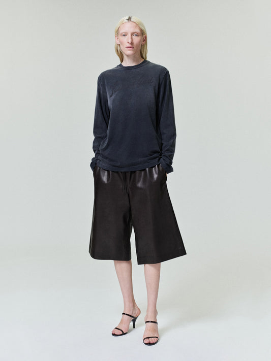 Womens Leather Drawstring Shorts